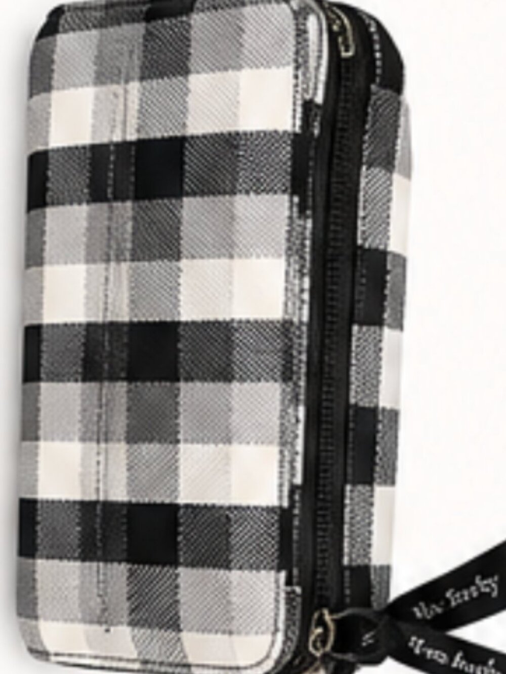 Vera Bradley Black White Plaid Double Zip Organizer Wallet Retired